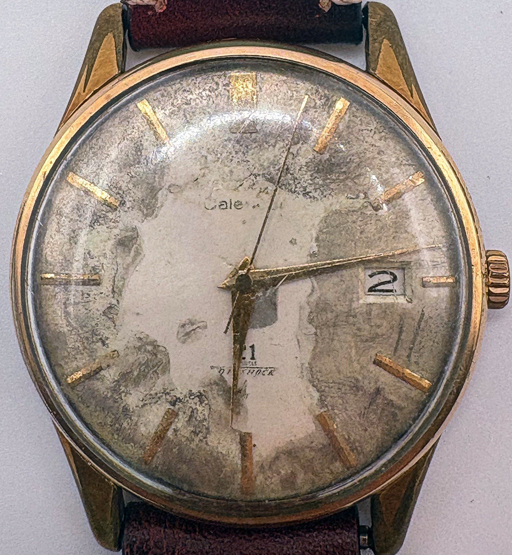 VTG 1958 Seiko Cronos Calendar 21J 14K Gold Filled Watch J14061A RUNNING Patina