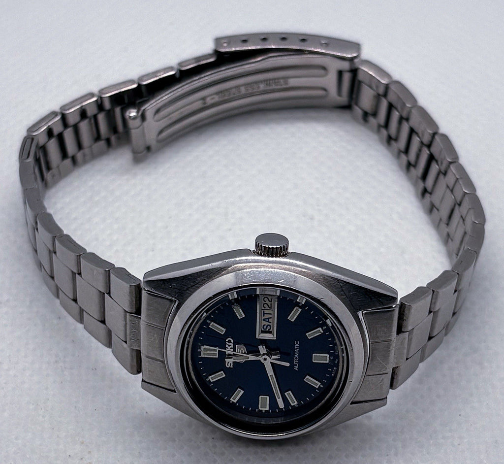 Vintage 1994 Seiko 5 Automatic Ladies Watch 4206-0420 Blue Dial 26mm - Working