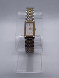 Vintage 1990 Seiko Women's Quartz Watch 13mm White Dial Two-Tone Tank Style 2E20-2761