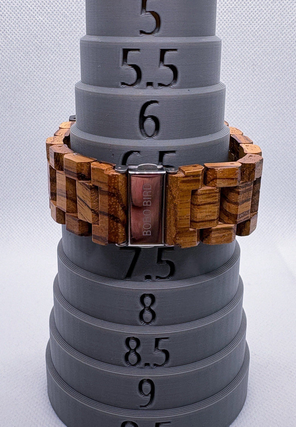 BOBO BIRD Men's Zebra Wood Watch O26-1 Day Date Quartz Handcrafted Excellent
