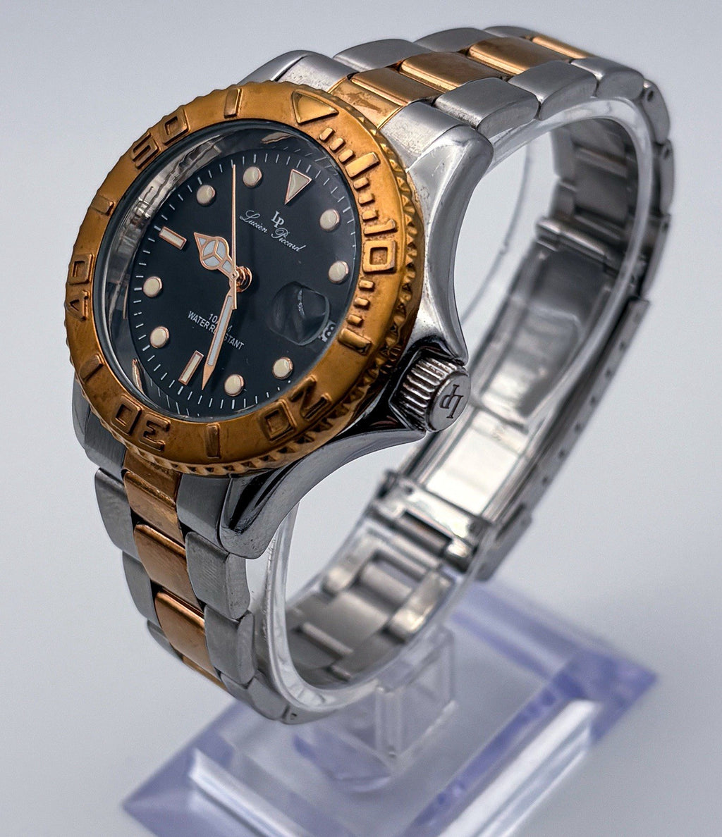 Lucien Piccard Walen Midsize Diver Watch Two Tone Rose Gold Black Dial 35mm