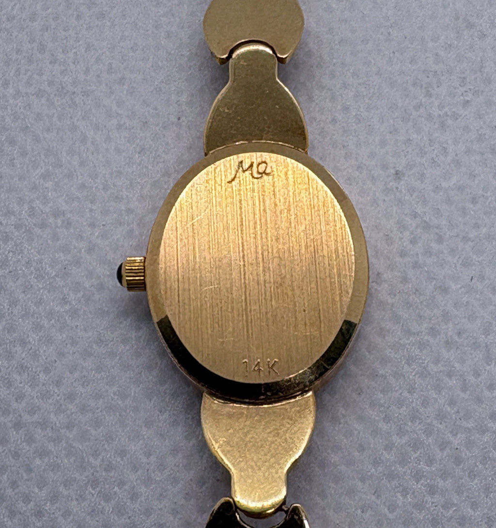 Vintage Michael Anthony 14K Gold Diamond Watch Abalone Dial Swiss Quartz 16.4g