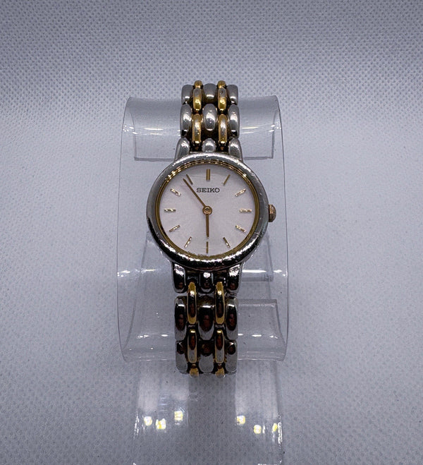 VTG 1997 Seiko V700-6379 Two-Tone Gold Silver Link Bracelet Quartz Women Watch