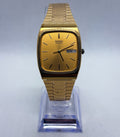 VTG 1984 Seiko Quartz 6533-5010 Gold Plated Textured TV Dial Men's Dress Watch