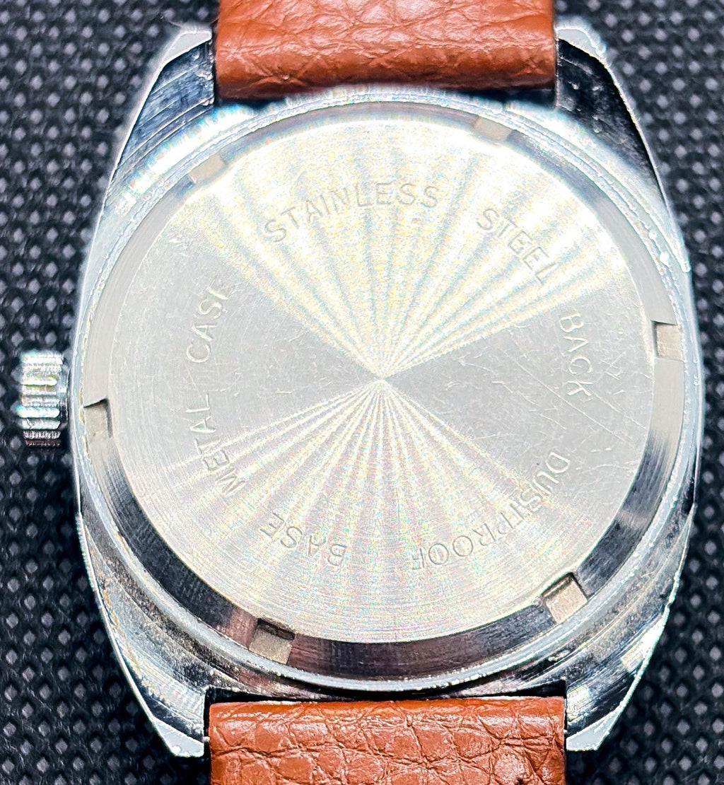 Vintage 1970s Bolivia Electormatic 25 Datomatic Watch Fluted Bezel 36mm Case