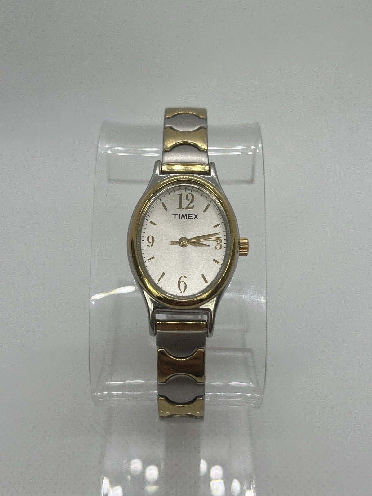 Timex Cavatina Watch Women 21mm Silver Gold Two Tone Stretch Band New Battery