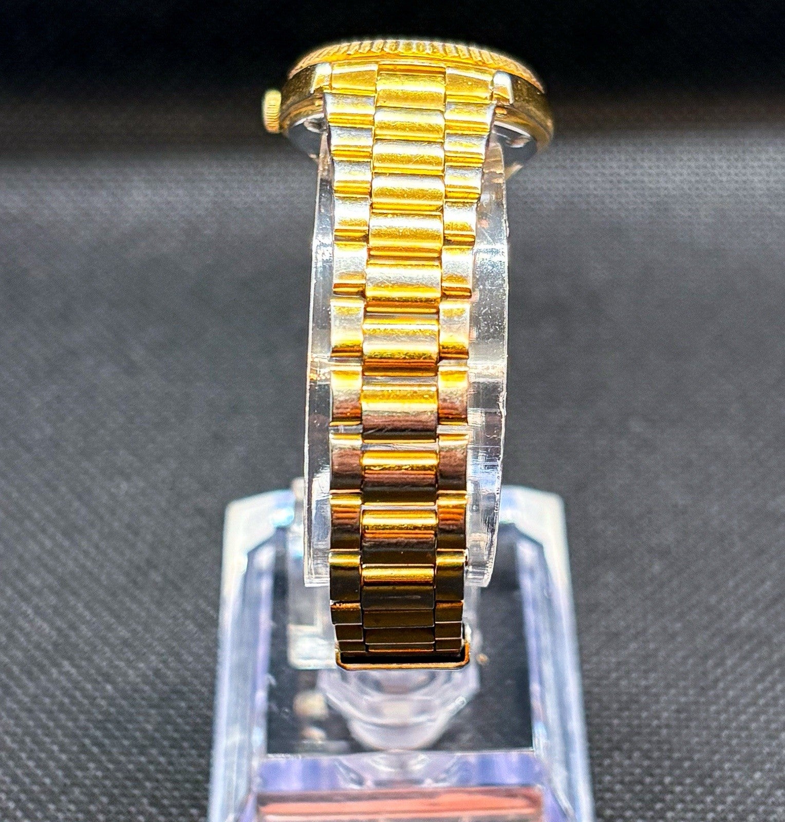 VTG 1991 Seiko SQ President Women's Watch Gold Fluted Bezel Day Date 3Y03-0169