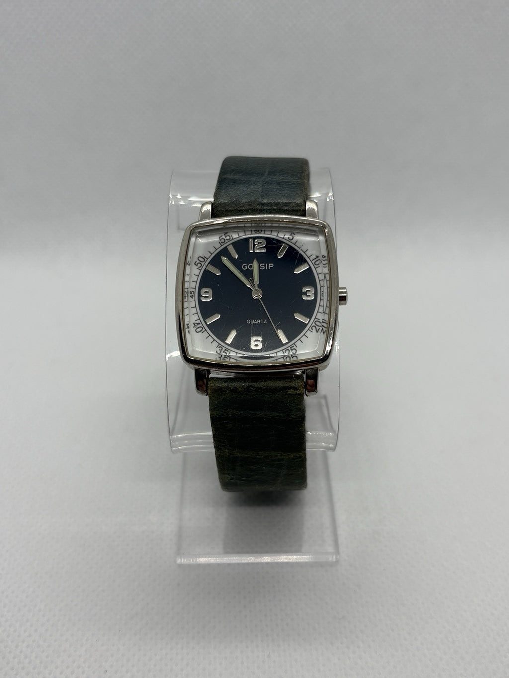 Vintage Gossip Blue Square Dial Women's Watch 32mm Japan Quartz Stainless Steel