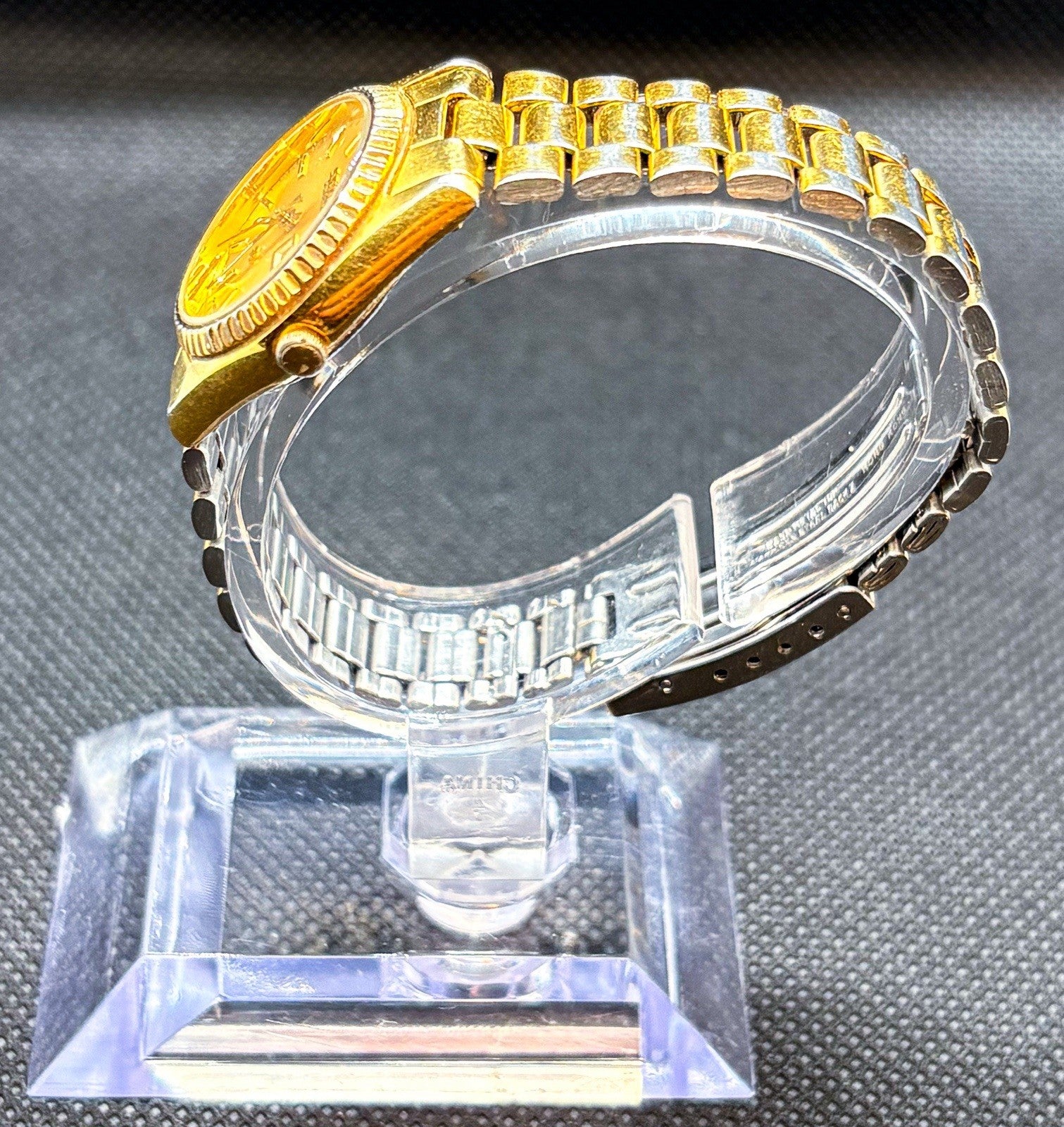 VTG 1991 Seiko SQ President Women's Watch Gold Fluted Bezel Day Date 3Y03-0169