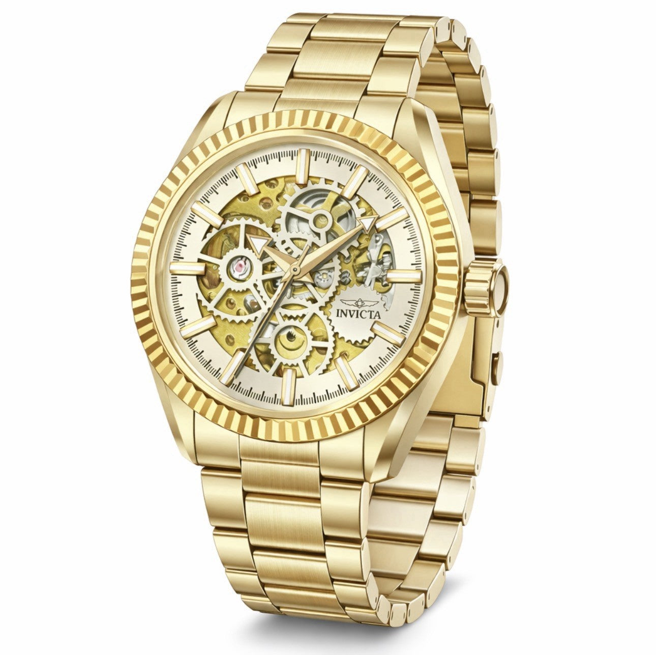 Invicta Objet D Art Automatic Men's Watch 43mm Gold Case Skeleton Dial 69752