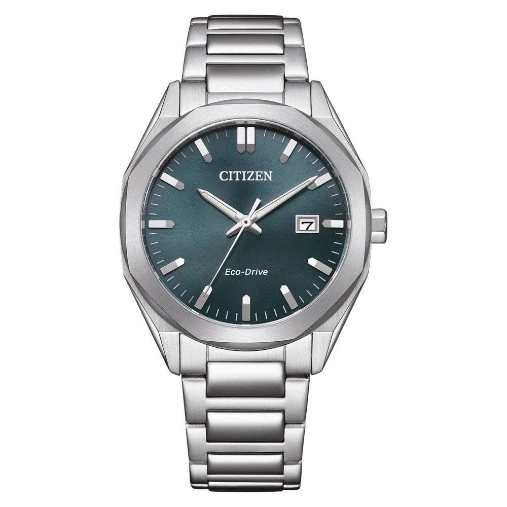 Citizen Octangle Eco-Drive Men's Watch 38mm SS Case Green Dial Silver BM7620-83X