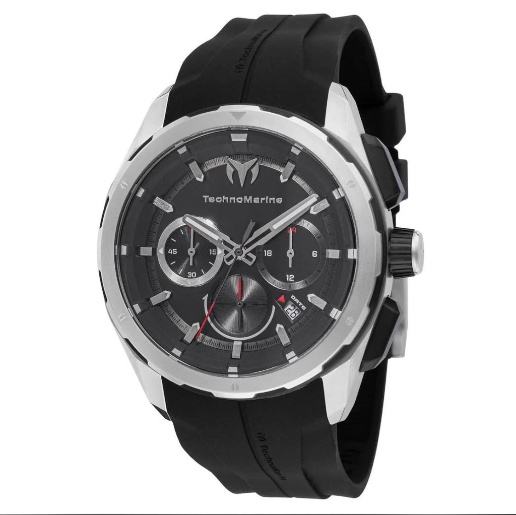 Technomarine Men's Watch Ocean Nomad Chrono Black Dial Silicone Strap 318098 New