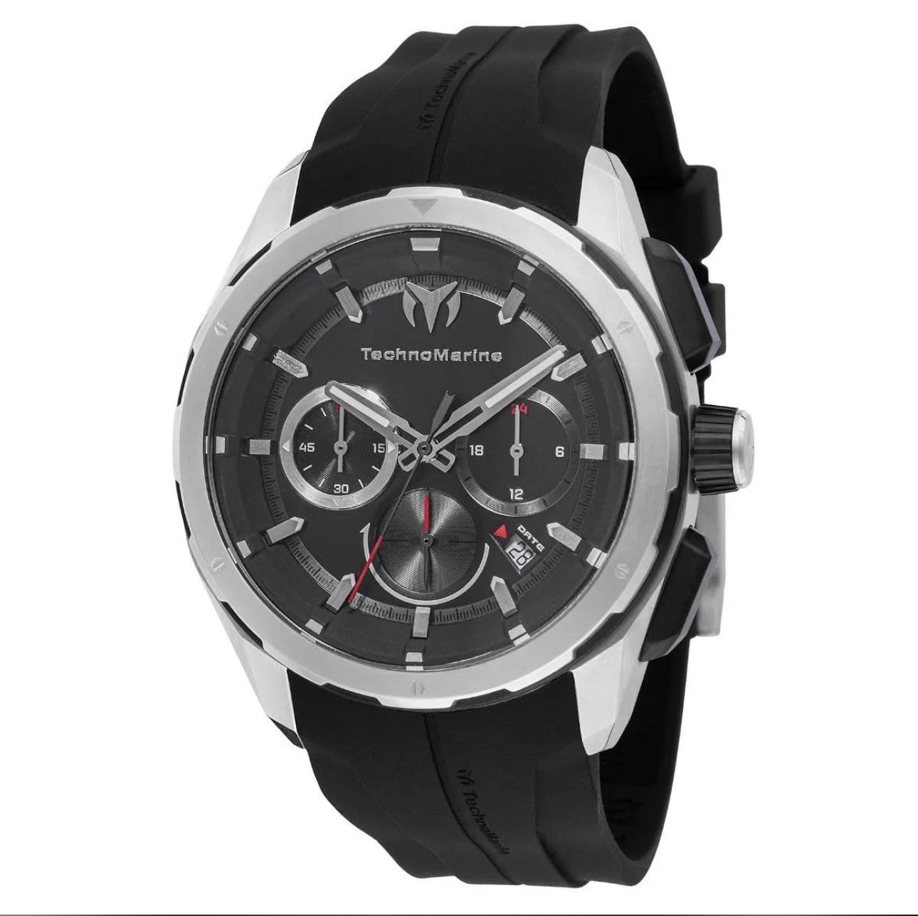 Technomarine Men's Watch Ocean Nomad Chrono Black Dial Silicone Strap 318098 New