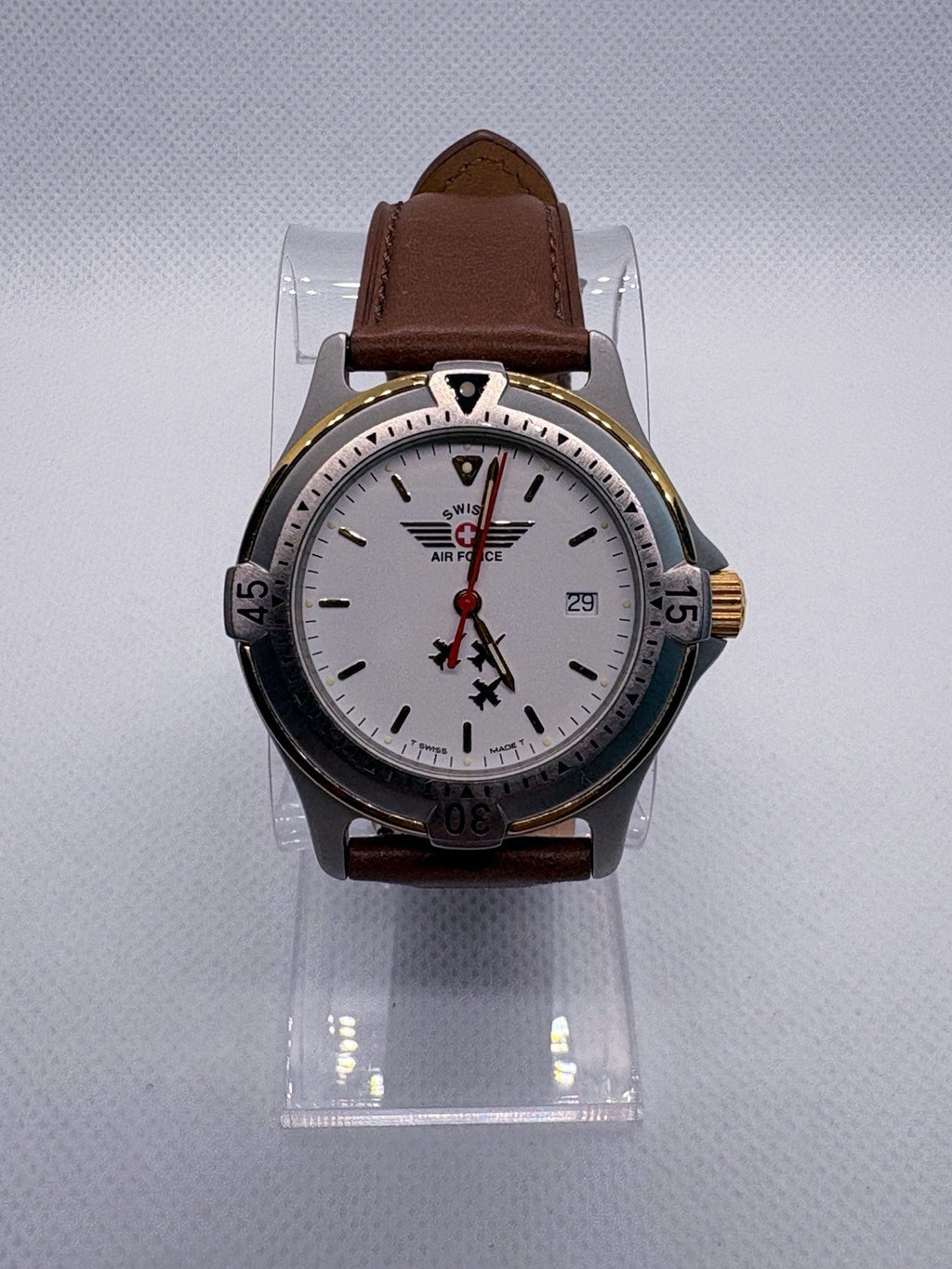 Vintage 1998 Victorinox Swiss Air Force 9G-300 Pilot Watch Fighter Jets Dial