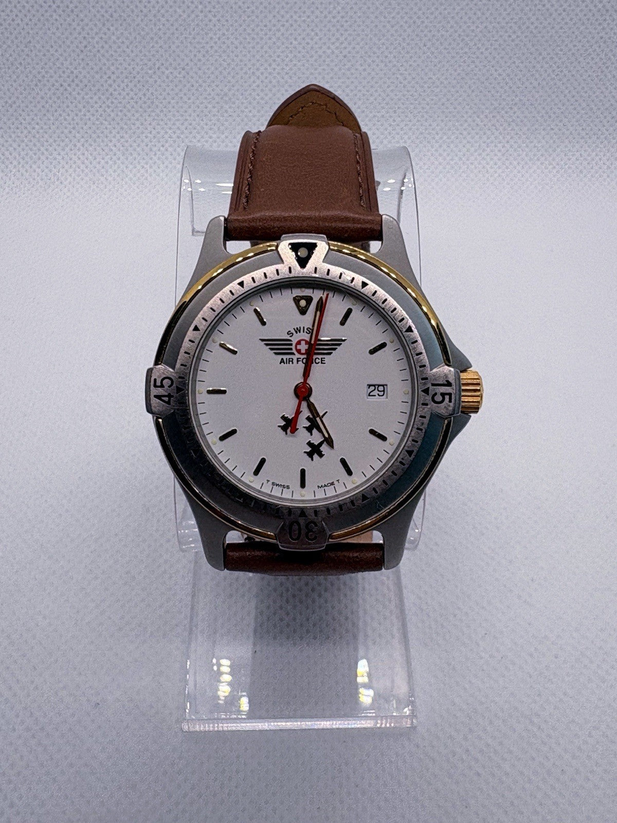 Vintage 1998 Victorinox Swiss Air Force 9G-300 Pilot Watch Fighter Jets Dial