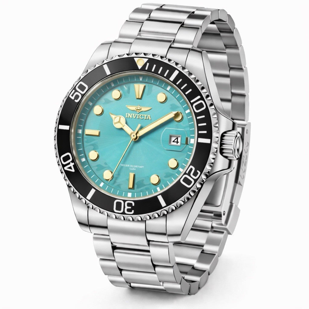 Invicta Pro Diver  Mens Teal Dial 40mm Black  Bezel Stainless Steel #50852