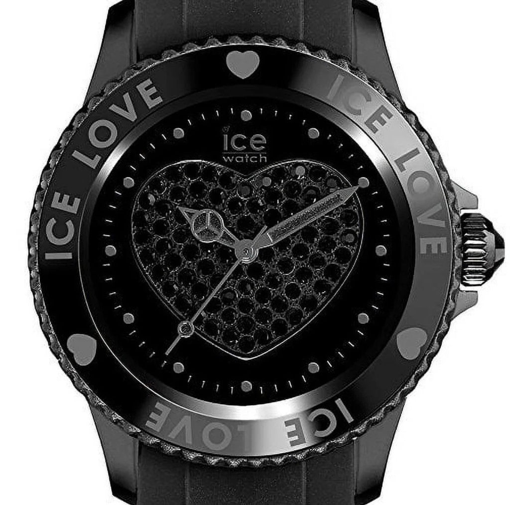 Ice Watch Unisex Ice Love Black Dial Black Silicone Watch  LOBKSS10 Swarovski
