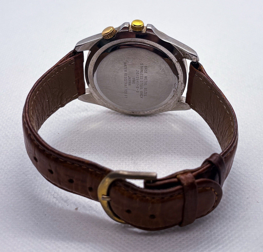Vintage Armitron 20/2647 Moonphase Men's Watch Tachymeter Green Dial Day Date