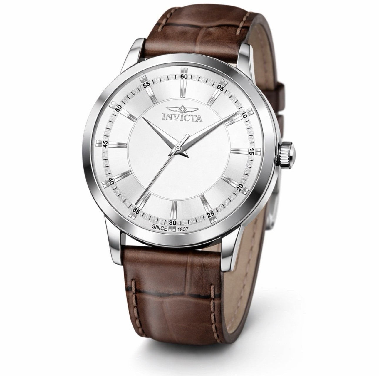 Invicta Celestial 43mm 50460 Silver Dial Stainless Steel Brown Leather Band