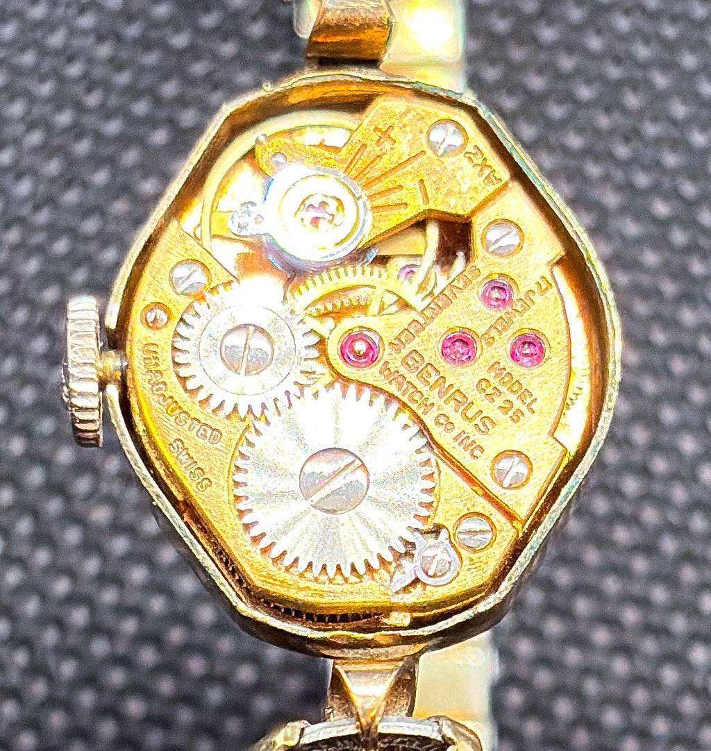 Vintage 1950s Benrus Cocktail Ladies 17J Hand Wind Watch 10K RGP Bezel CZ 25