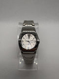 Vintage ECHO Quartz Watch Silver Tone Metal Band Analog Silver Dial Japan Movt