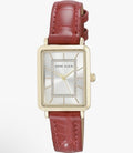 Anne Klein Women's Glitter Accented Croco-Grain Strap Watch, AK/3820 Red/Gold