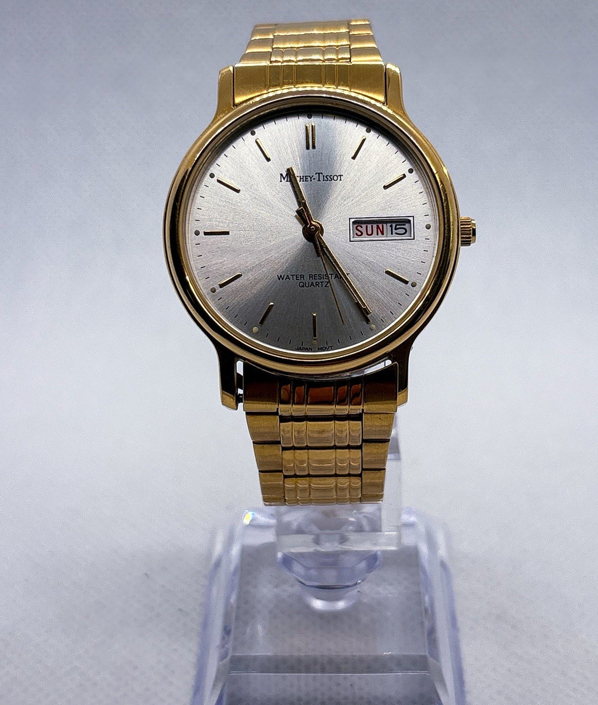 Vintage 1990s Mathey-Tissot MT1313SM Ladies Watch Gold Tone Day Date 36mm Quartz