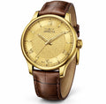 Invicta Celestial 43mm Model Number 50468 Gold Dial Stainless Steel Leather Band