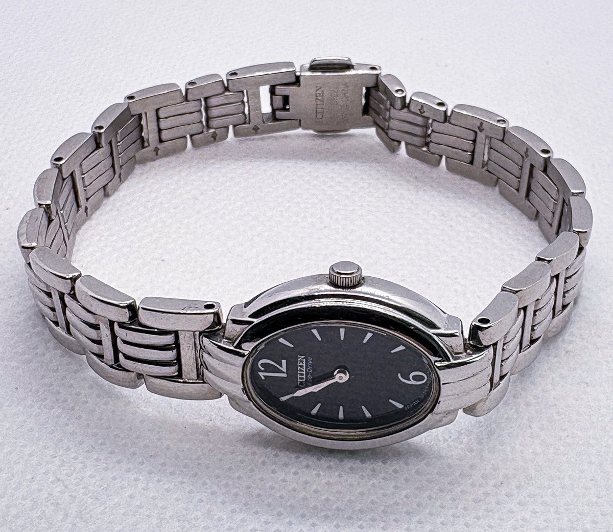 Citizen Eco-Drive Ladies Watch Stainless Steel Black Oval Dial B023-S019117