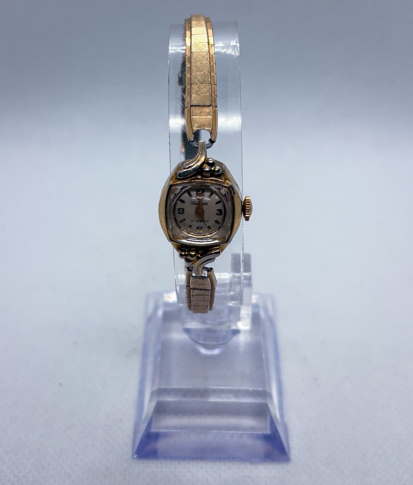 Vintage 1960s Waltham Ladies Cocktail Watch 17 Jewel Manual Wind 17mm Gold Tone