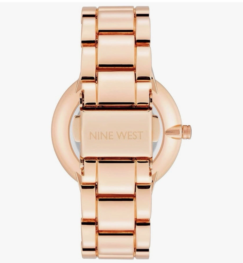 Nine West Women'S Crystal Accented Bracelet Watch Domed mineral crystal lens