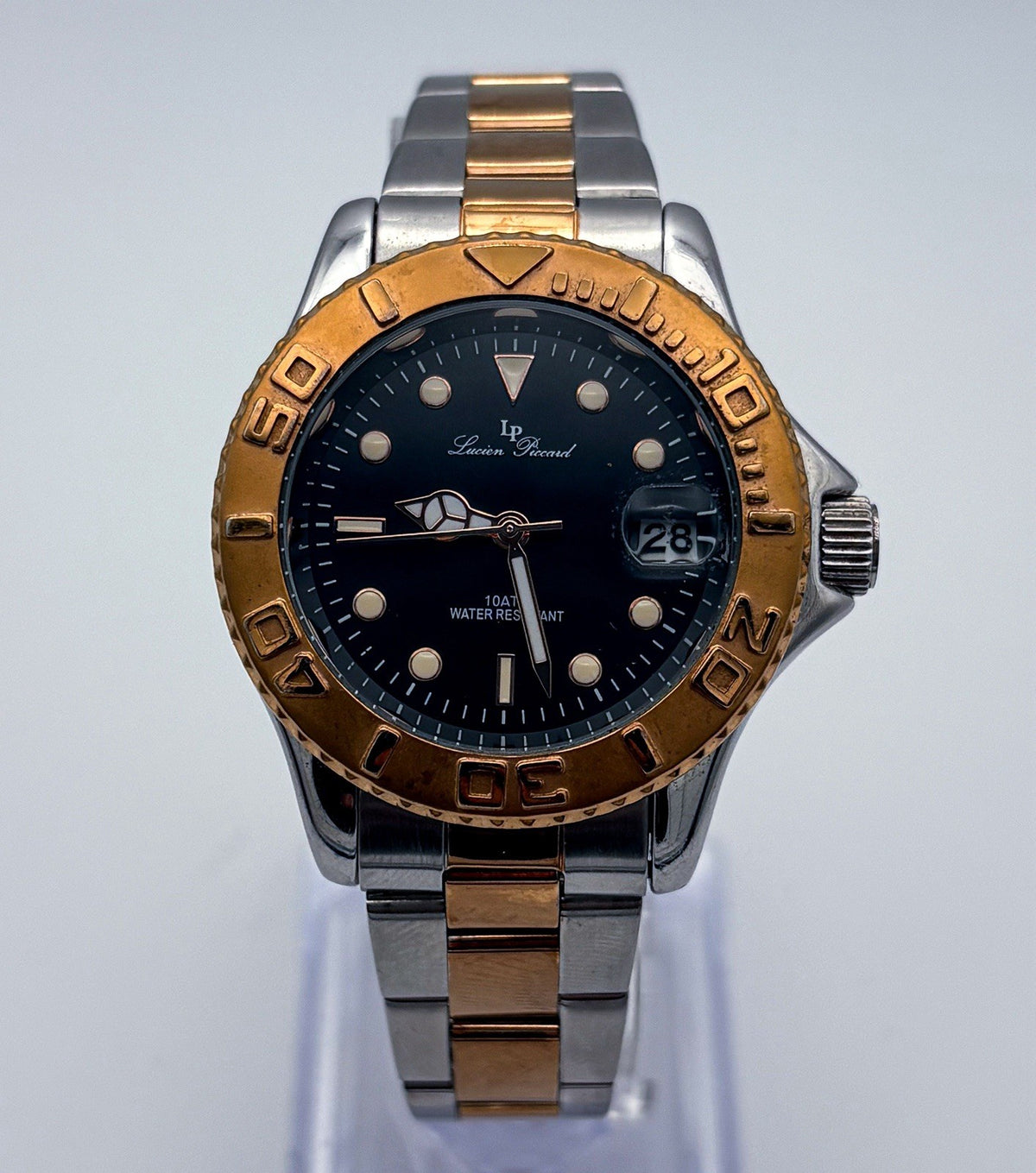 Lucien Piccard Walen Midsize Diver Watch Two Tone Rose Gold Black Dial 35mm