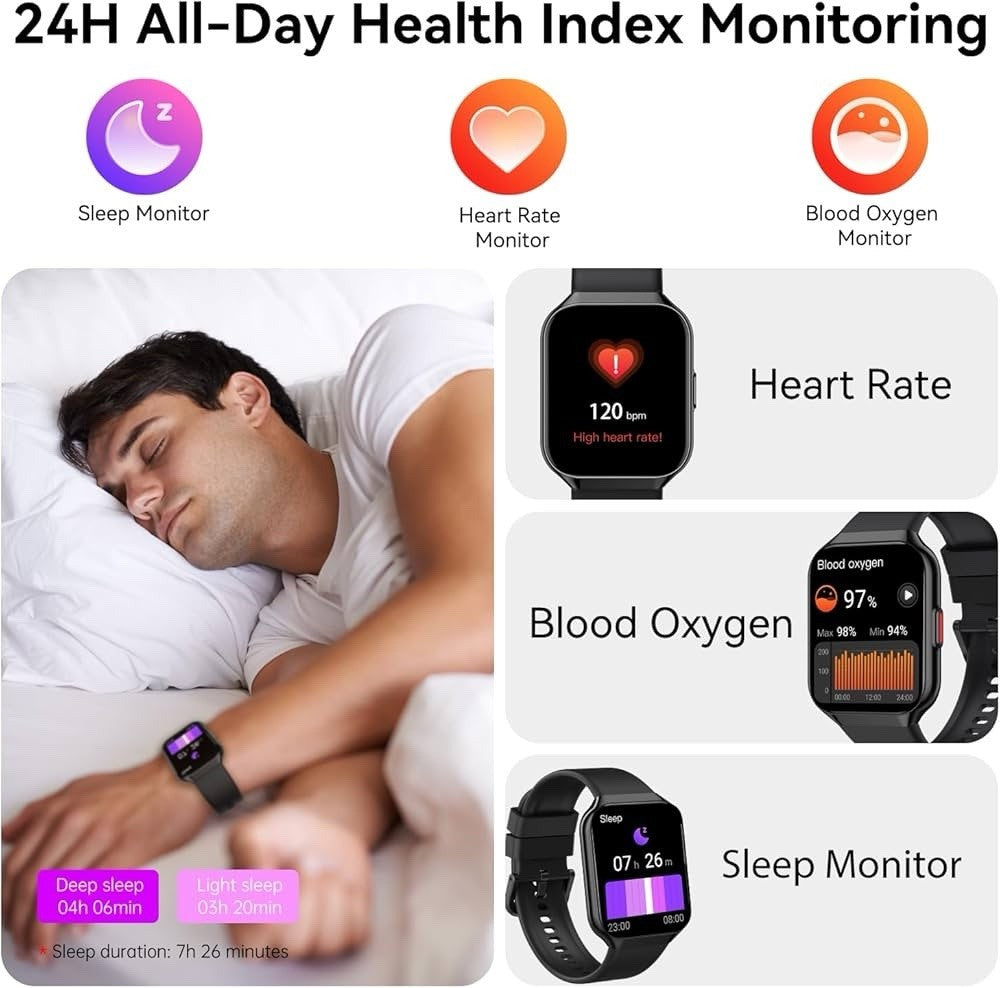 Smart Watch/Fitness Tracker P98 - Black TFT-LCD Smart Watch 1.96” Screen