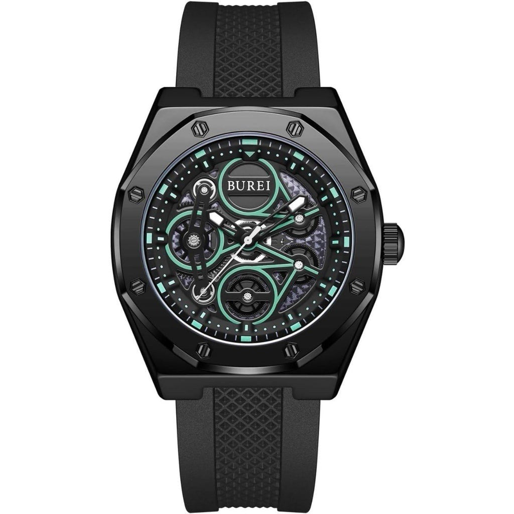 Burei Men’s Geometric Luminescent Skeleton Dial Watch BS0129-HHLHH