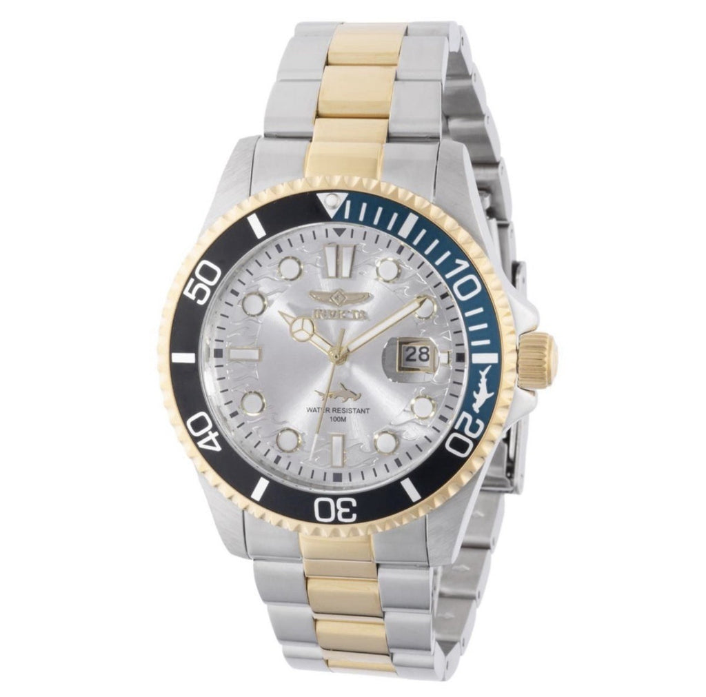 Invicta Men's Watch Pro Diver Quartz Silver Dial Two Tone Steel Bracelet 44709