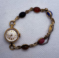 Vintage Elgin Mechanical Ladies Watch 10K RGP Scarab Beetle Gemstone Bracelet