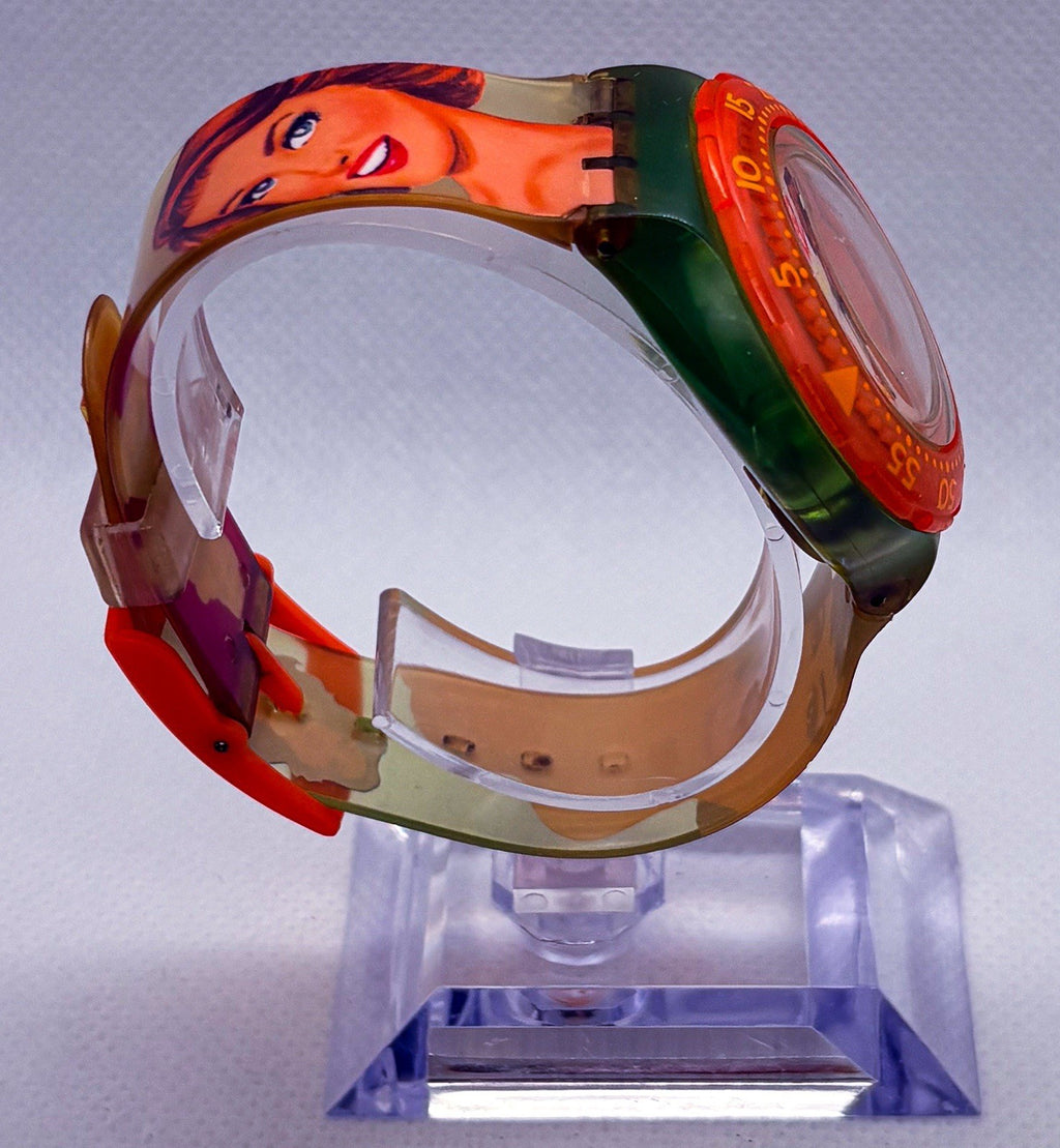Vintage 1994 Swatch Scuba 200 Beach Virgin SDG104 Hula Tropical Watch Working