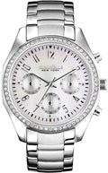 Caravelle Women's Chrono Stainless Steel Case and Bracelet Mother Of Pearl Dial