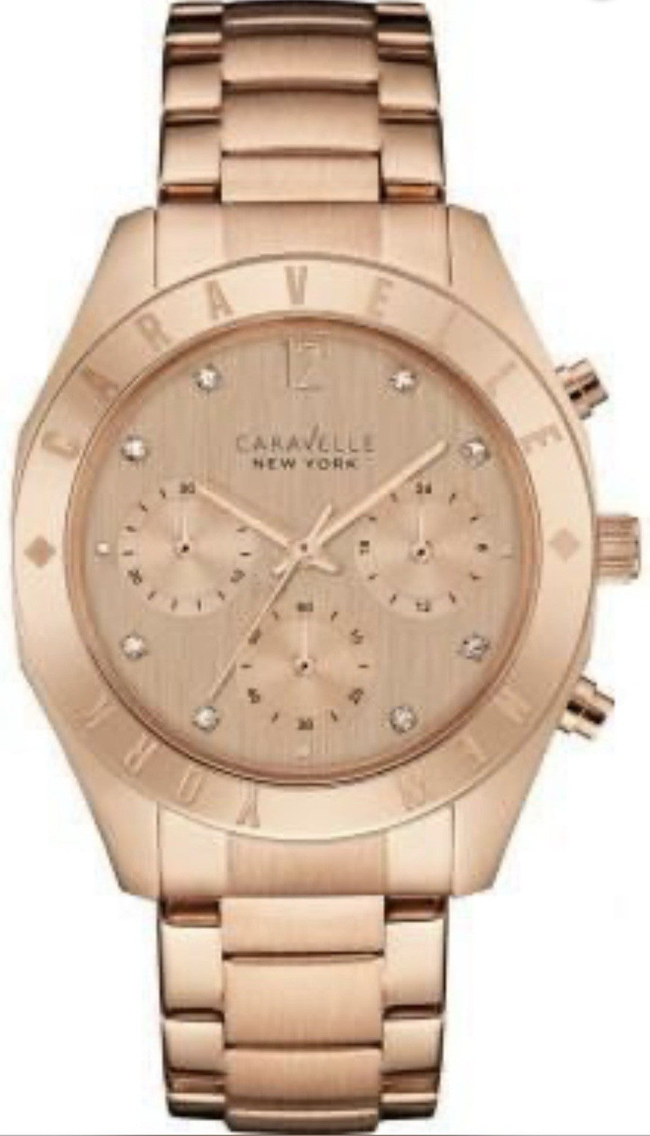 Caravelle New York Women's Chronograph Watch 36mm Rose Gold-Tone Band 44L189