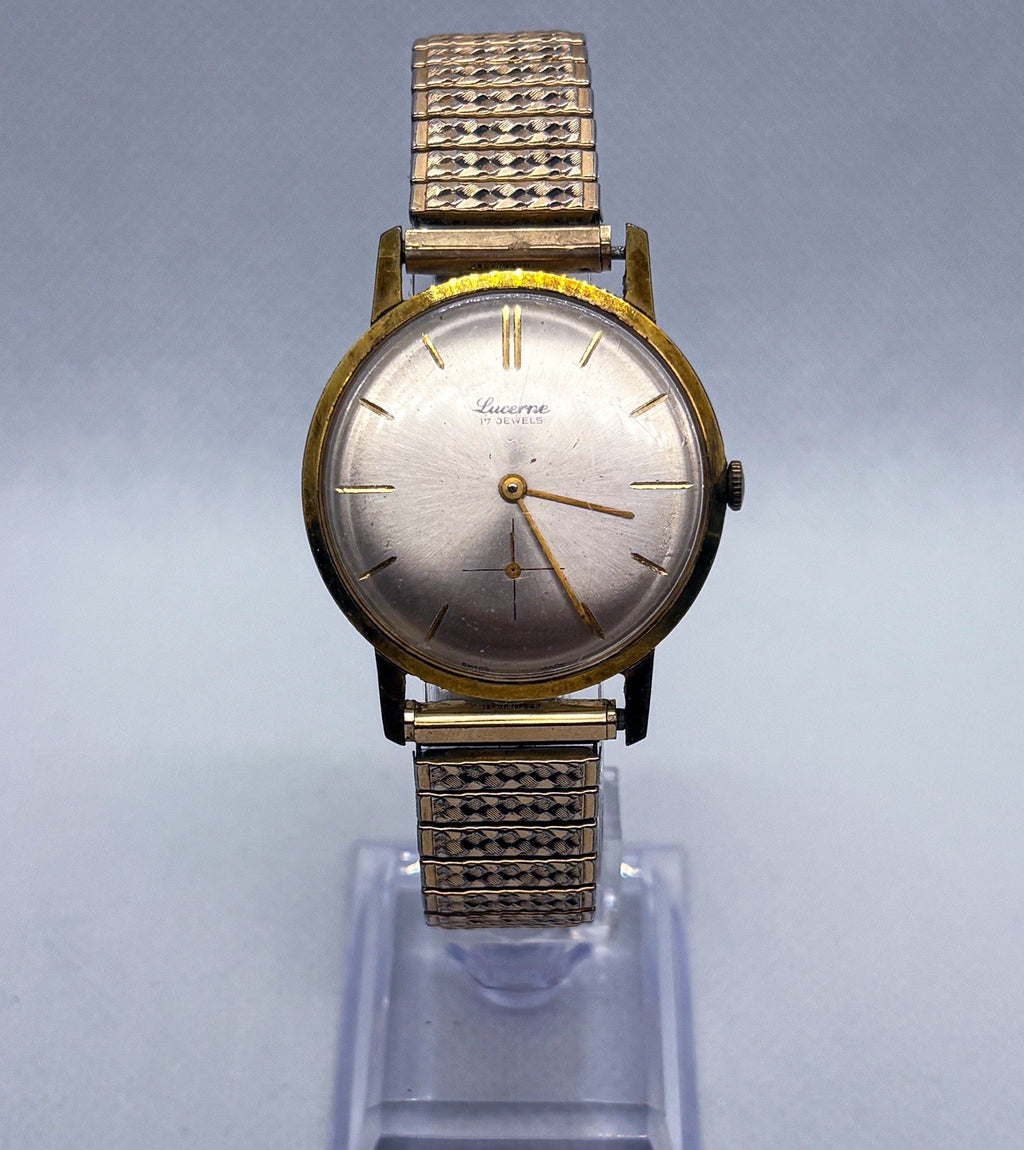 Vintage 1960s Lucerne 17 Jewels Sub Second Hand-Wind Watch Speidel Twist Band