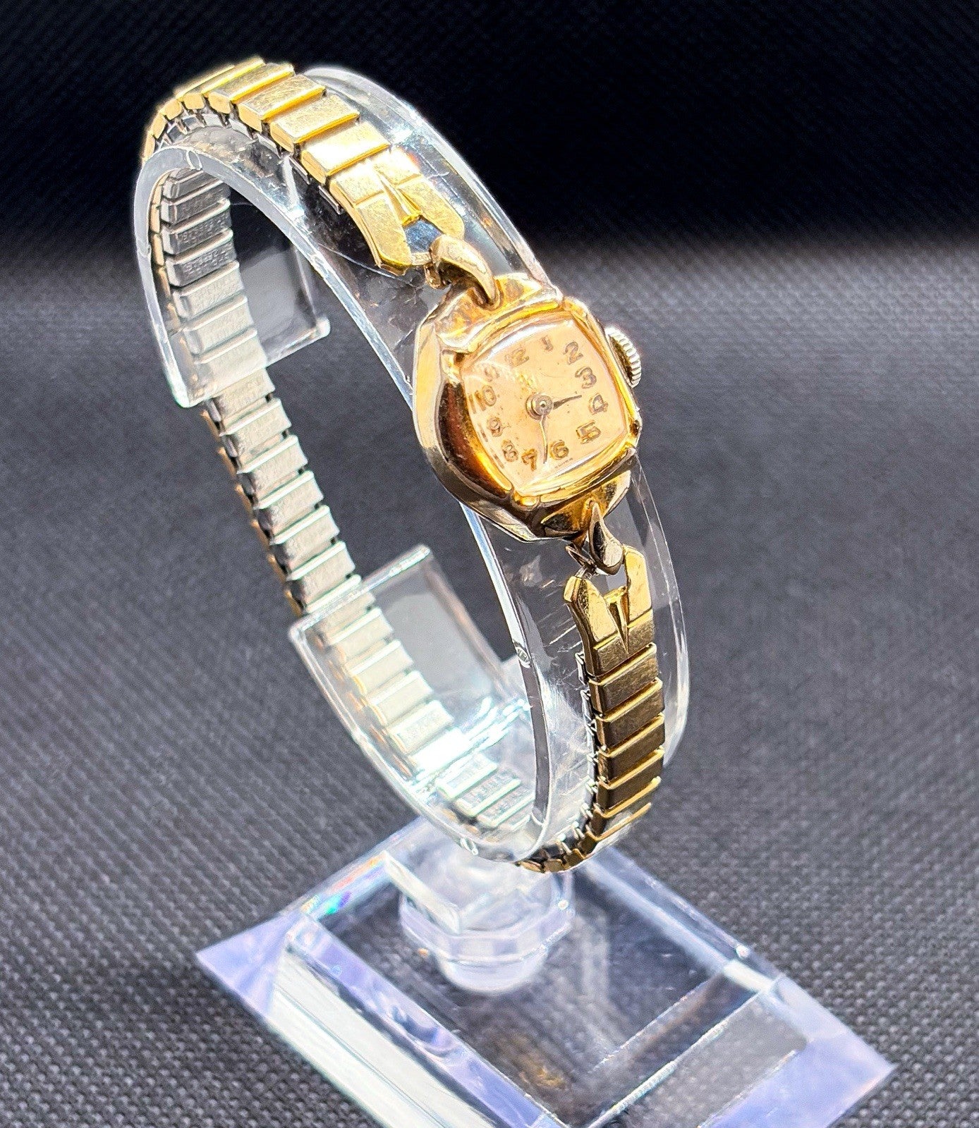 Vintage 1950s Benrus Cocktail Ladies 17J Hand Wind Watch 10K RGP Bezel CZ 25