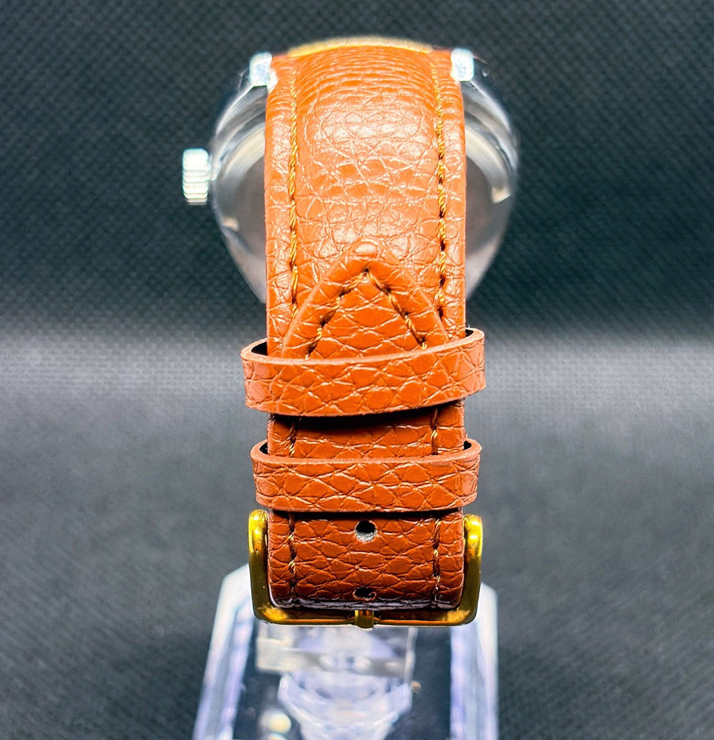 Vintage 1970s Bolivia Electormatic 25 Datomatic Watch Fluted Bezel 36mm Case