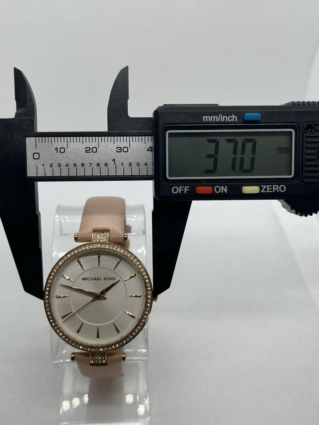 Michael Kors Anabeth Three Hand MK7171 Watch White Dial Pink Leather Strap 37MM