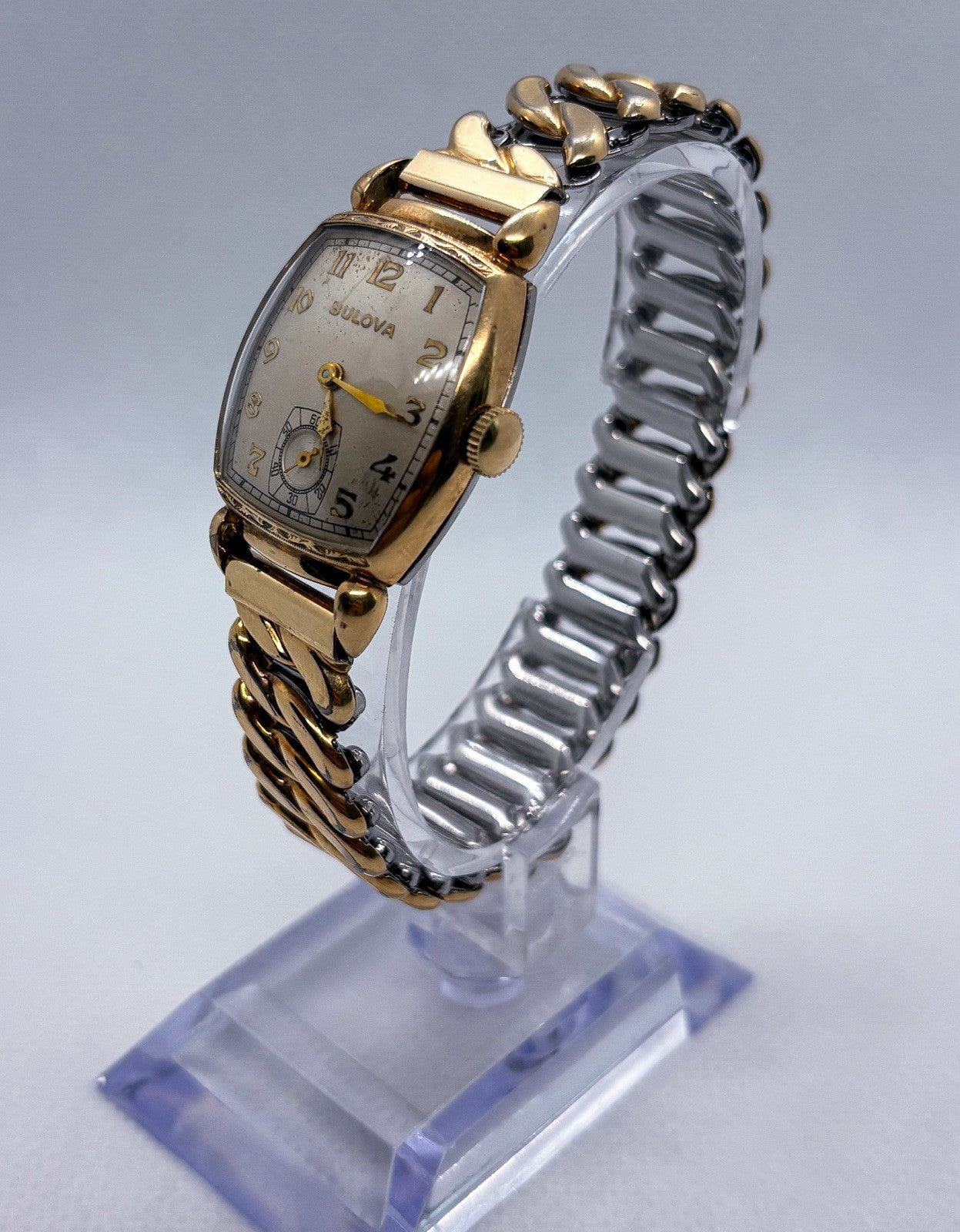Vintage 1946 Bulova Treasurer 10BA 17J Watch 10K Rolled Gold Plate Tank Working