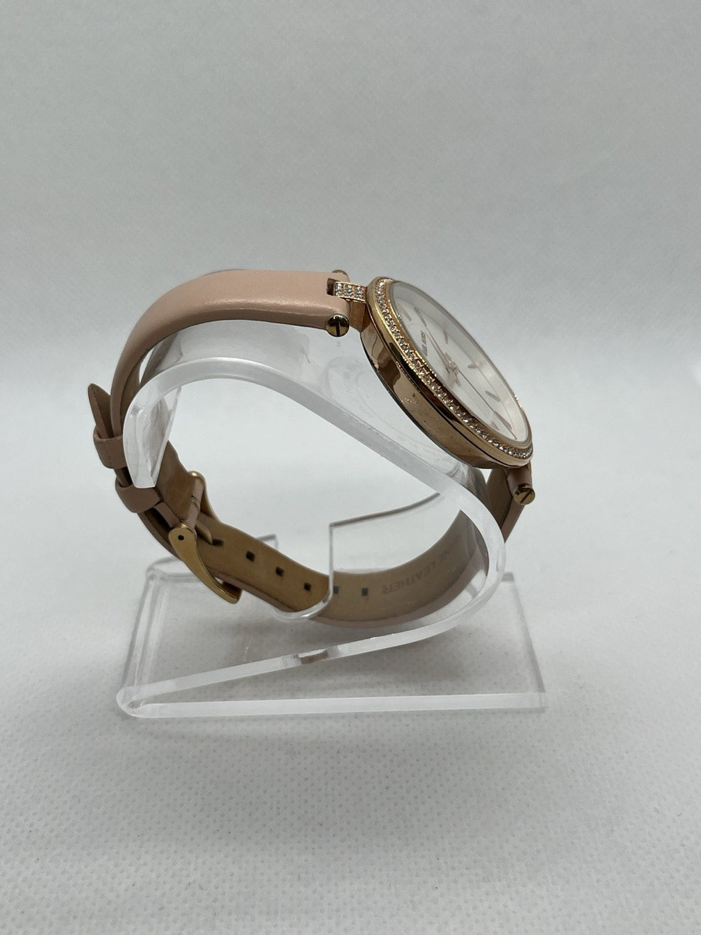 Michael Kors Anabeth Three Hand MK7171 Watch White Dial Pink Leather Strap 37MM