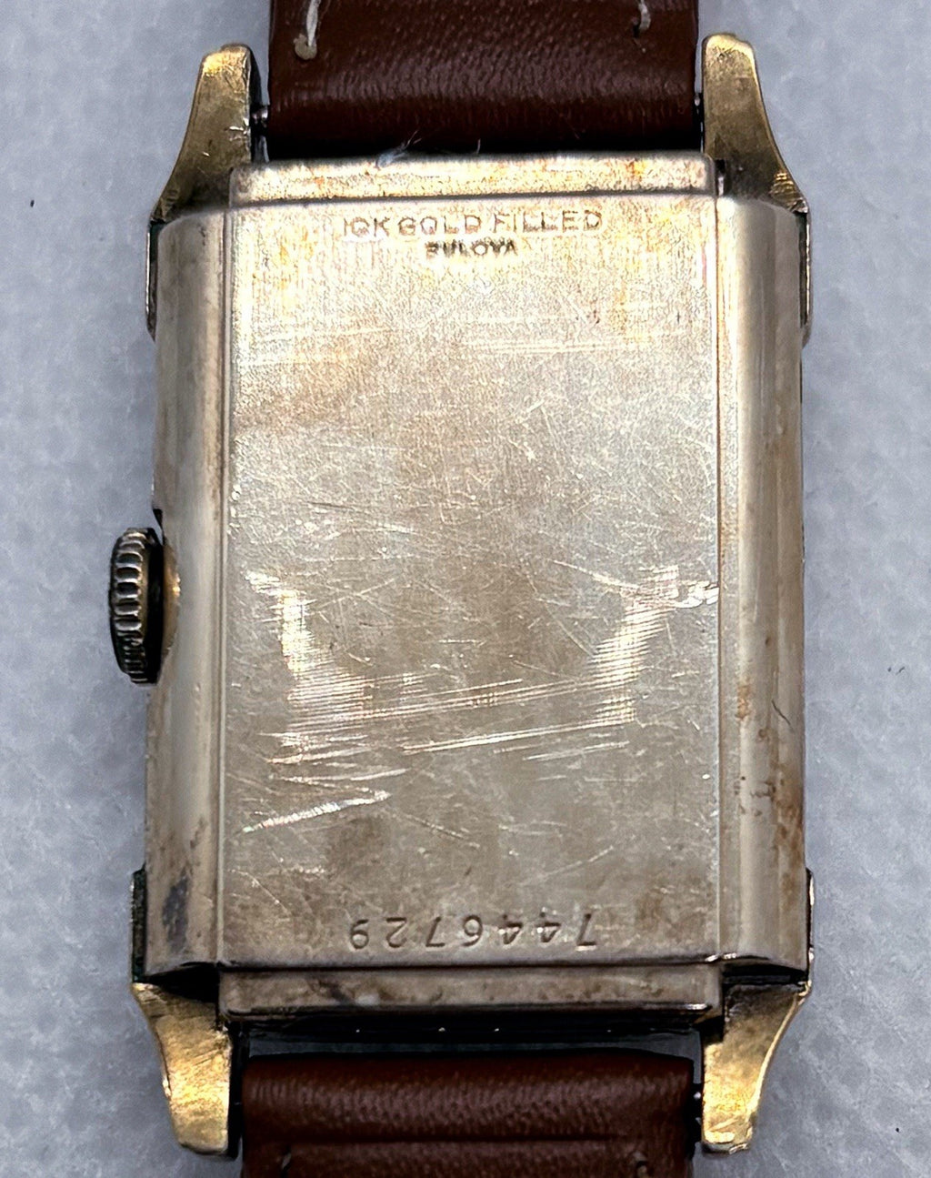 Vintage 1947 Bulova His Excellency Tank 10K GF 21J 7AK Manual Wind Mens Watch