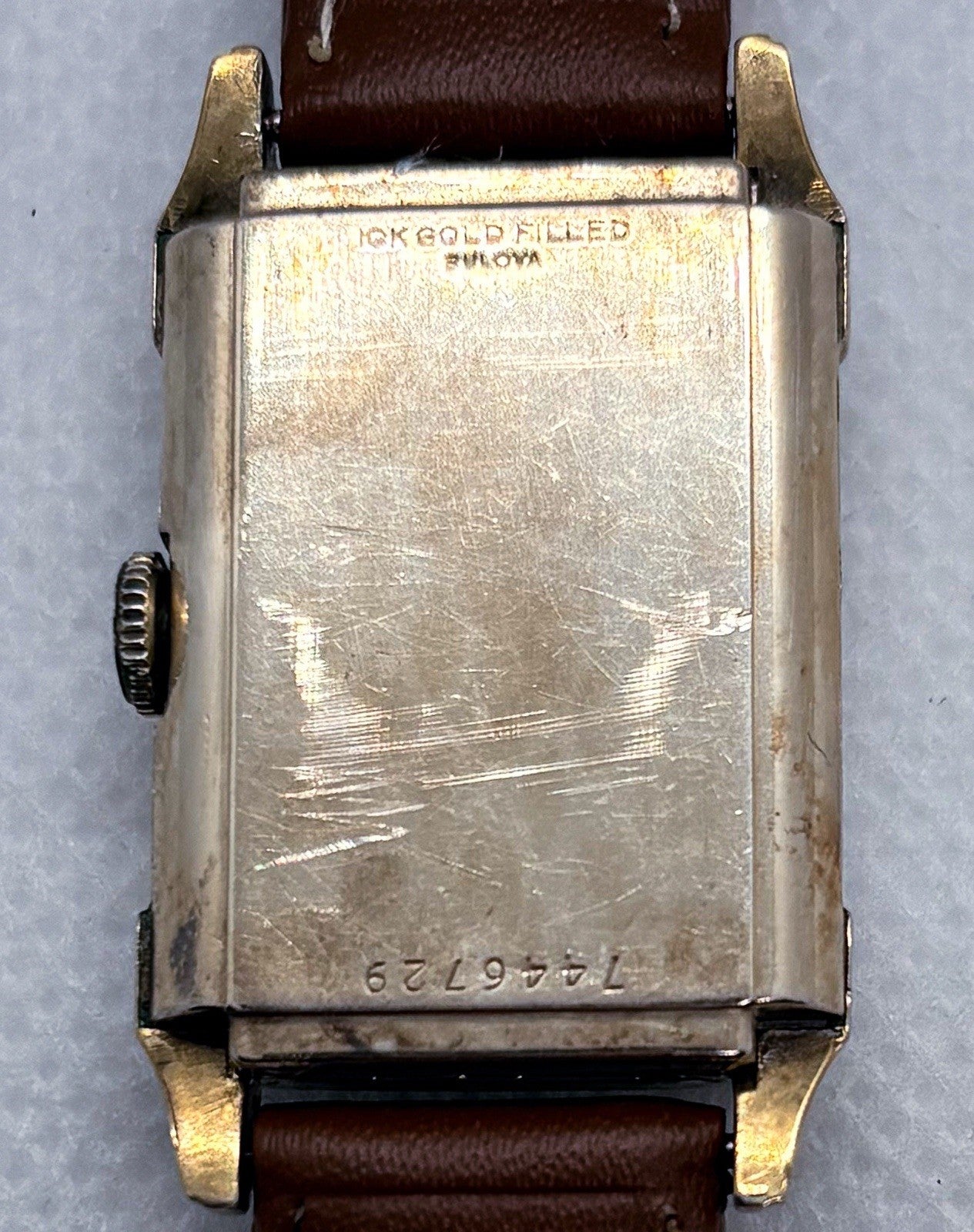 Vintage 1947 Bulova His Excellency Tank 10K GF 21J 7AK Manual Wind Mens Watch
