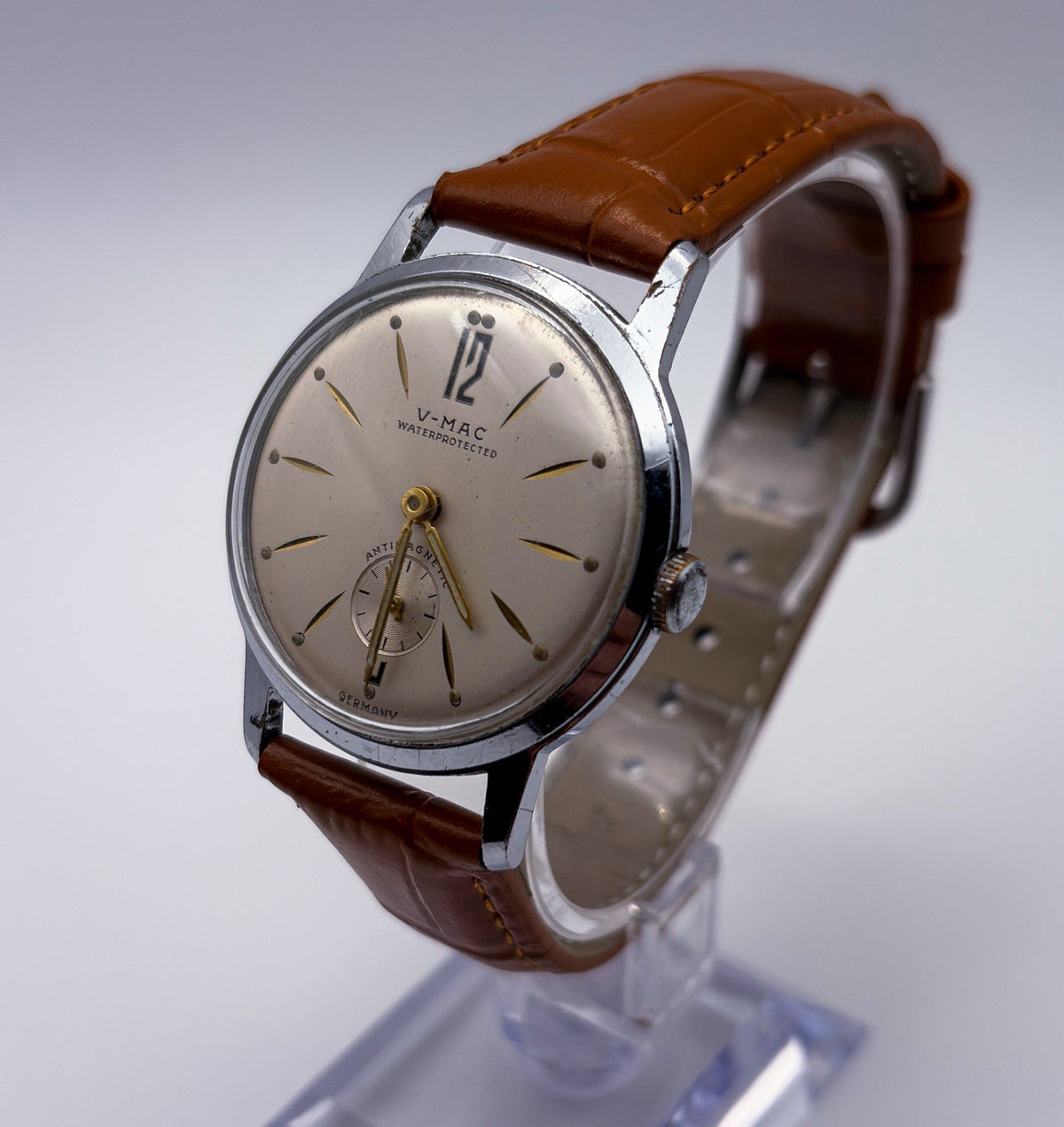 Vintage V-Mac Mechanical Manual Wind Sub-Second Germany Mens Watch Runs