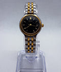 Vintage 1995 Seiko Quartz Ladies Watch 7N82-0228 Two Tone 25mm Black Dial Date