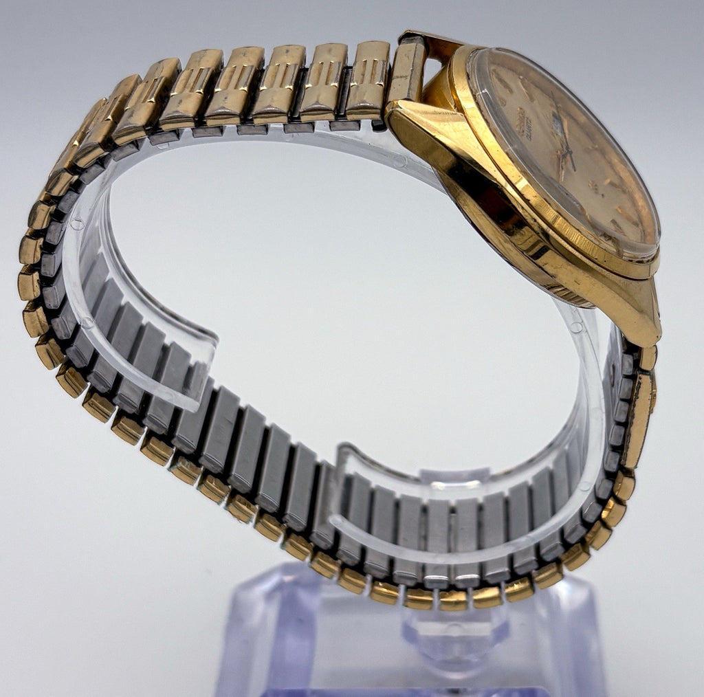 Vintage 1978 Seiko SQ 4336-8089 Champagne Dial Men's Gold Watch Day Date Speidel